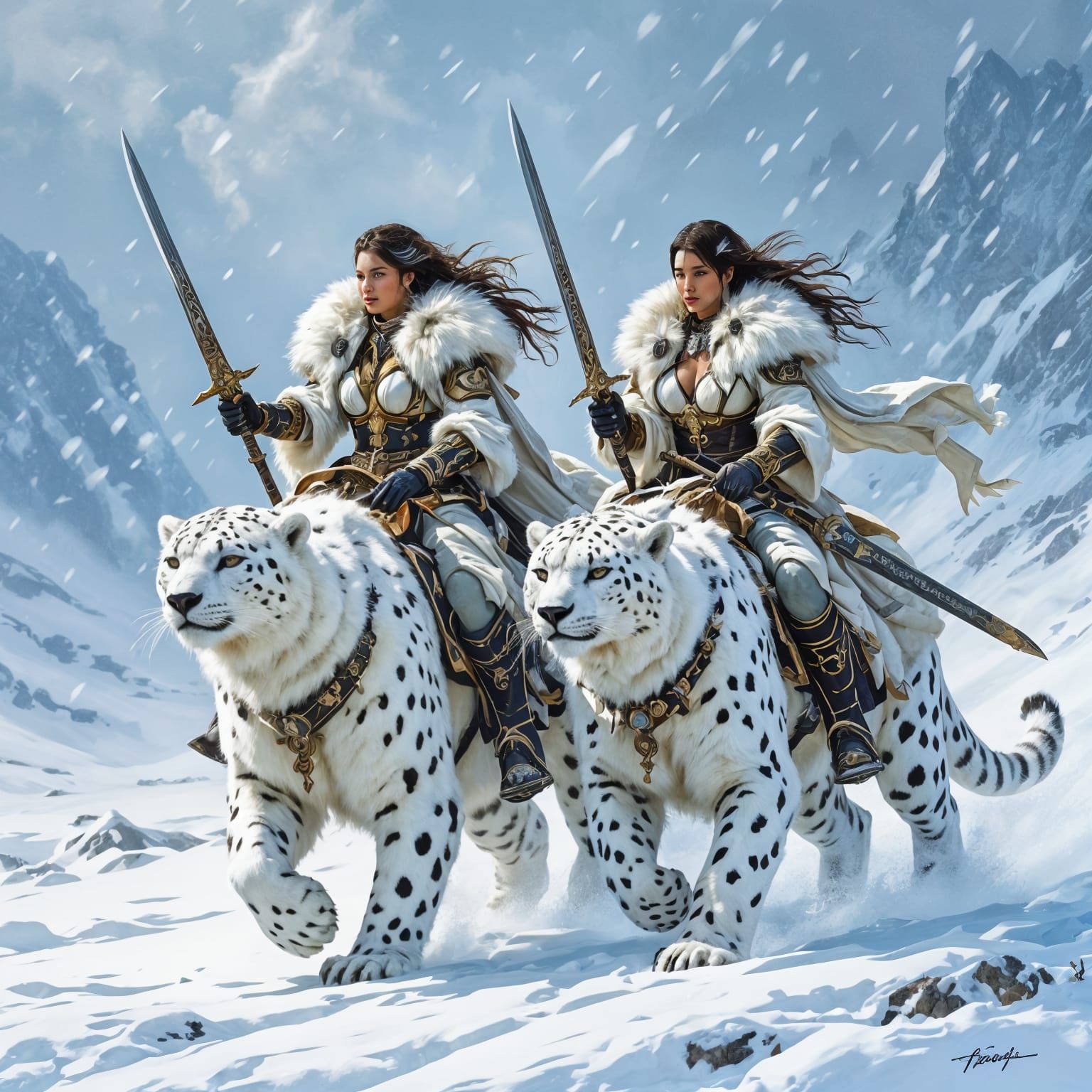 Ice Warriors Ride Snow Leopards Through Frozen Realm