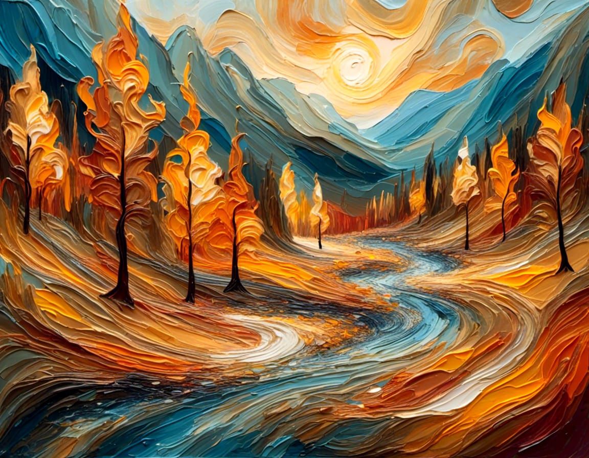 <lora:Fantasy Effects:1.0>Indian Summer Landscape with mount...