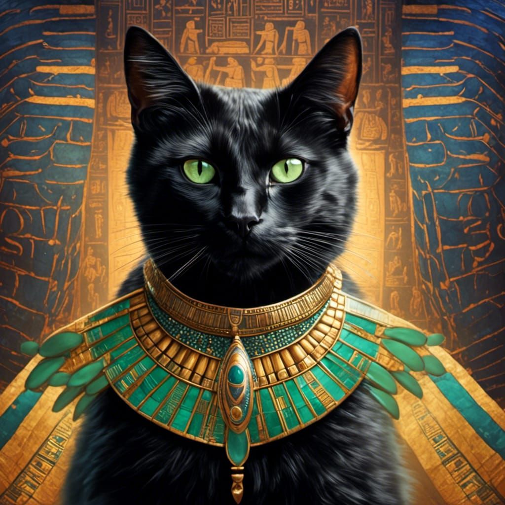 Egyptian Pharaoh Cat Portrait in Ancient Egypt