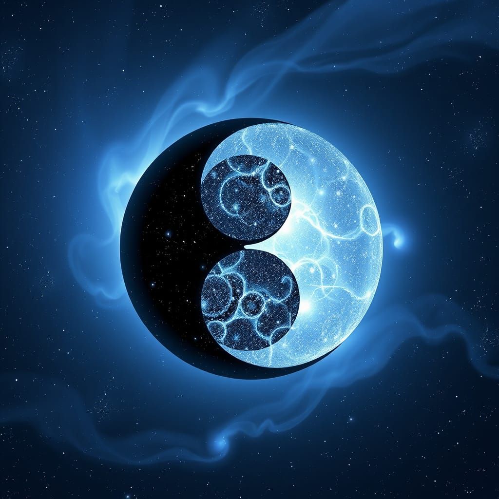 Cosmic Yin-Yang Symbol in a Hyper-Realistic Style
