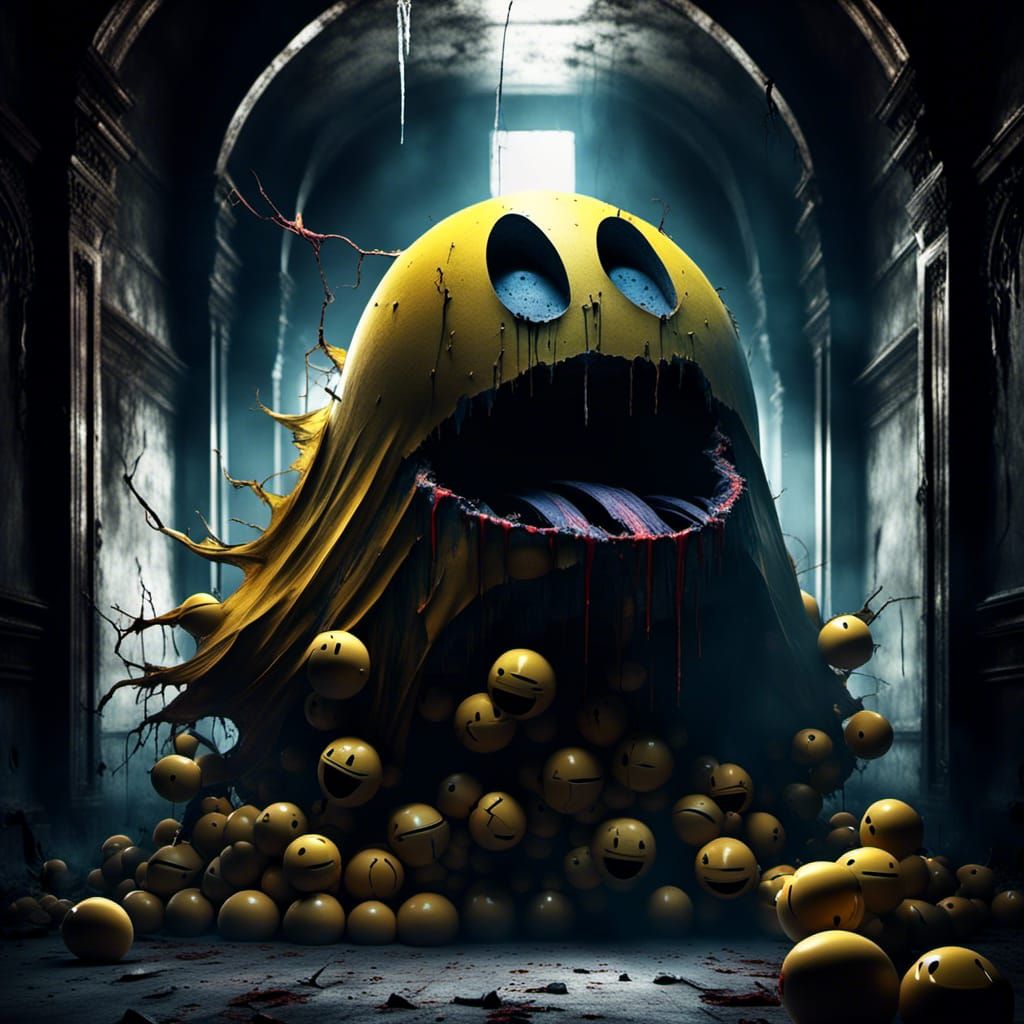 Disturbing Demonic Pac-Man Horror 3D Render