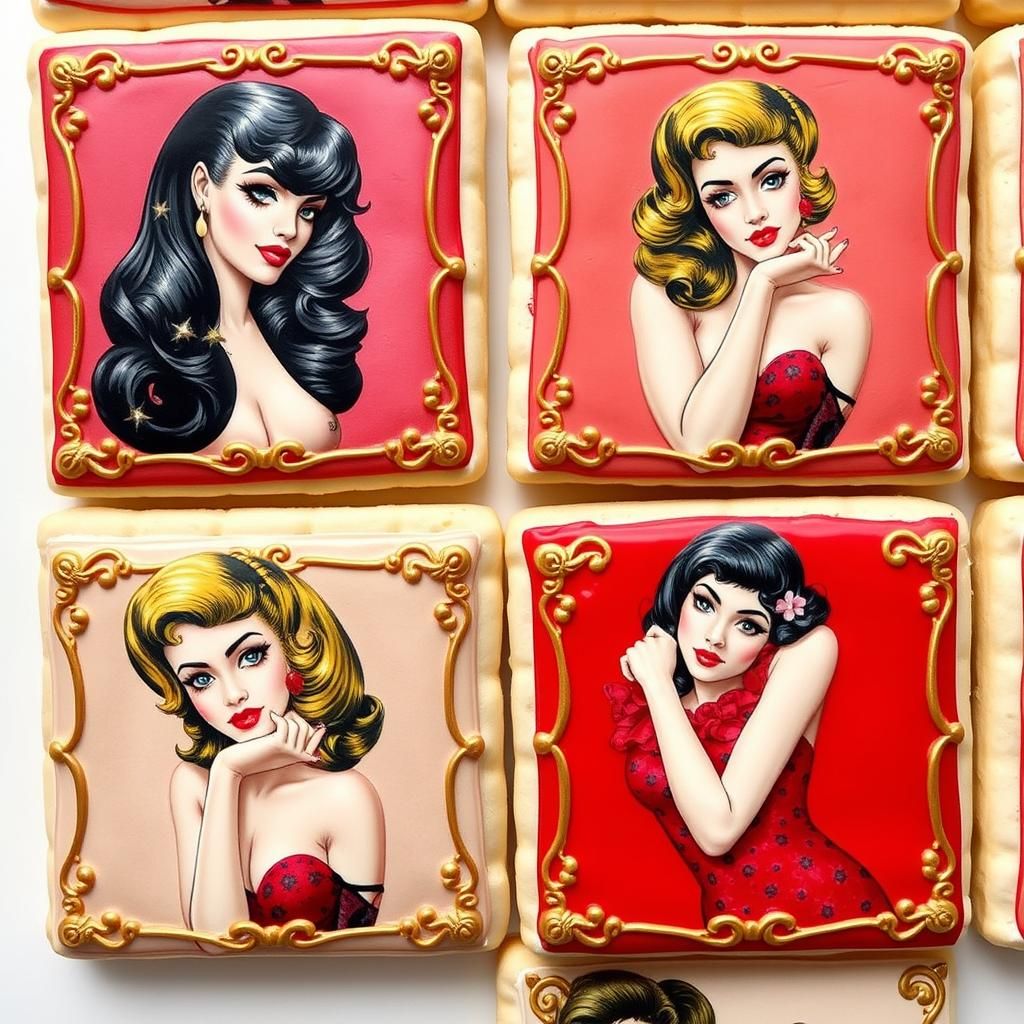 Pin-Up Girl Cookies in Art Deco Style