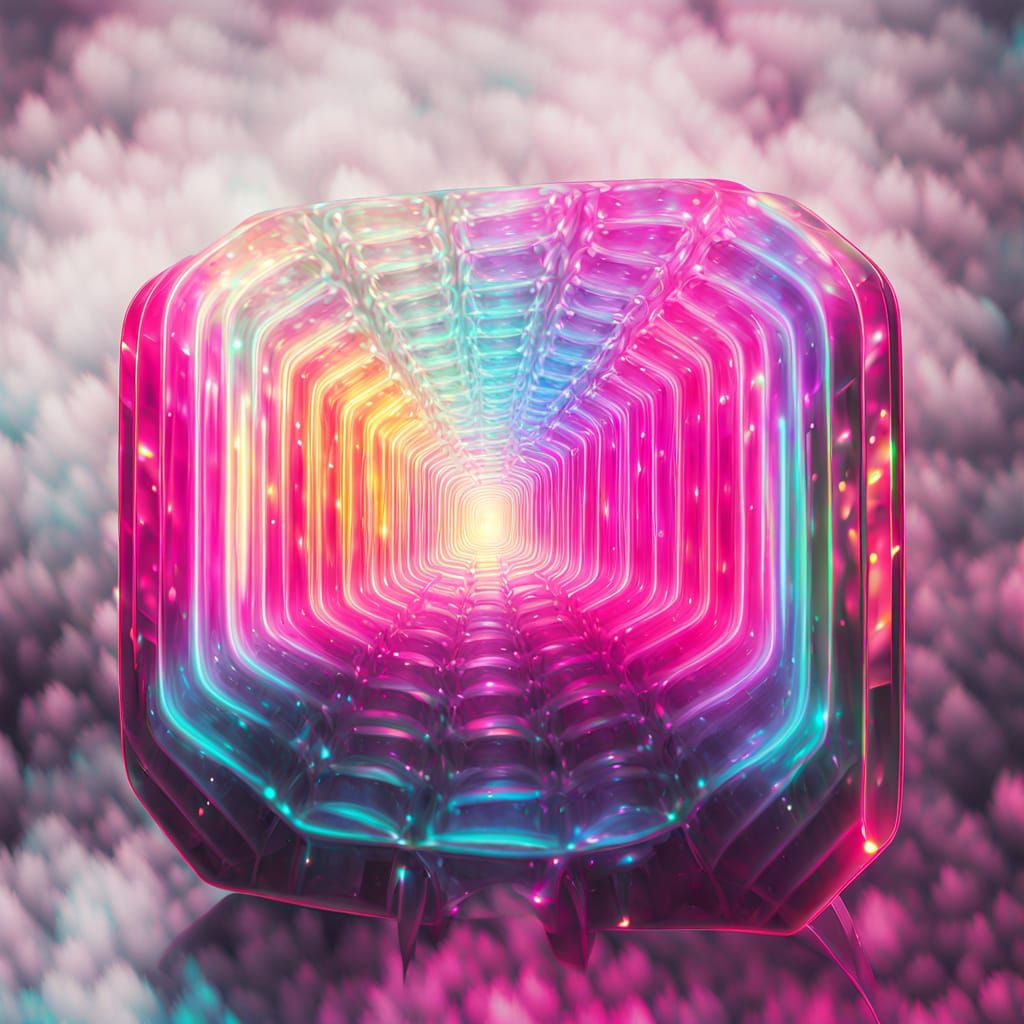 Psychedelic AI Contemplation in Neon 3D
