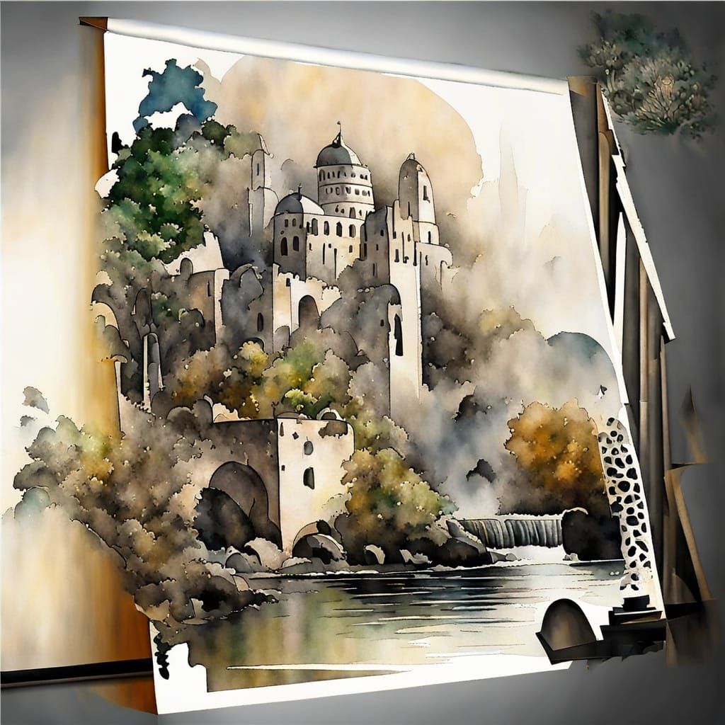 An ancient city - watercolor painting