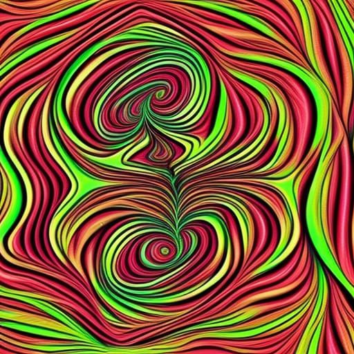 Abstract Vector Fractal Wave with 3D Shading