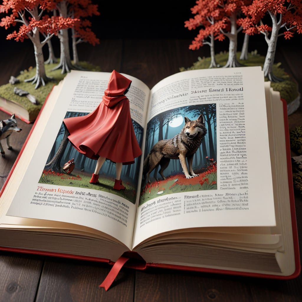 Whimsical 3D Illustration of Little Red Riding Hood and the ...