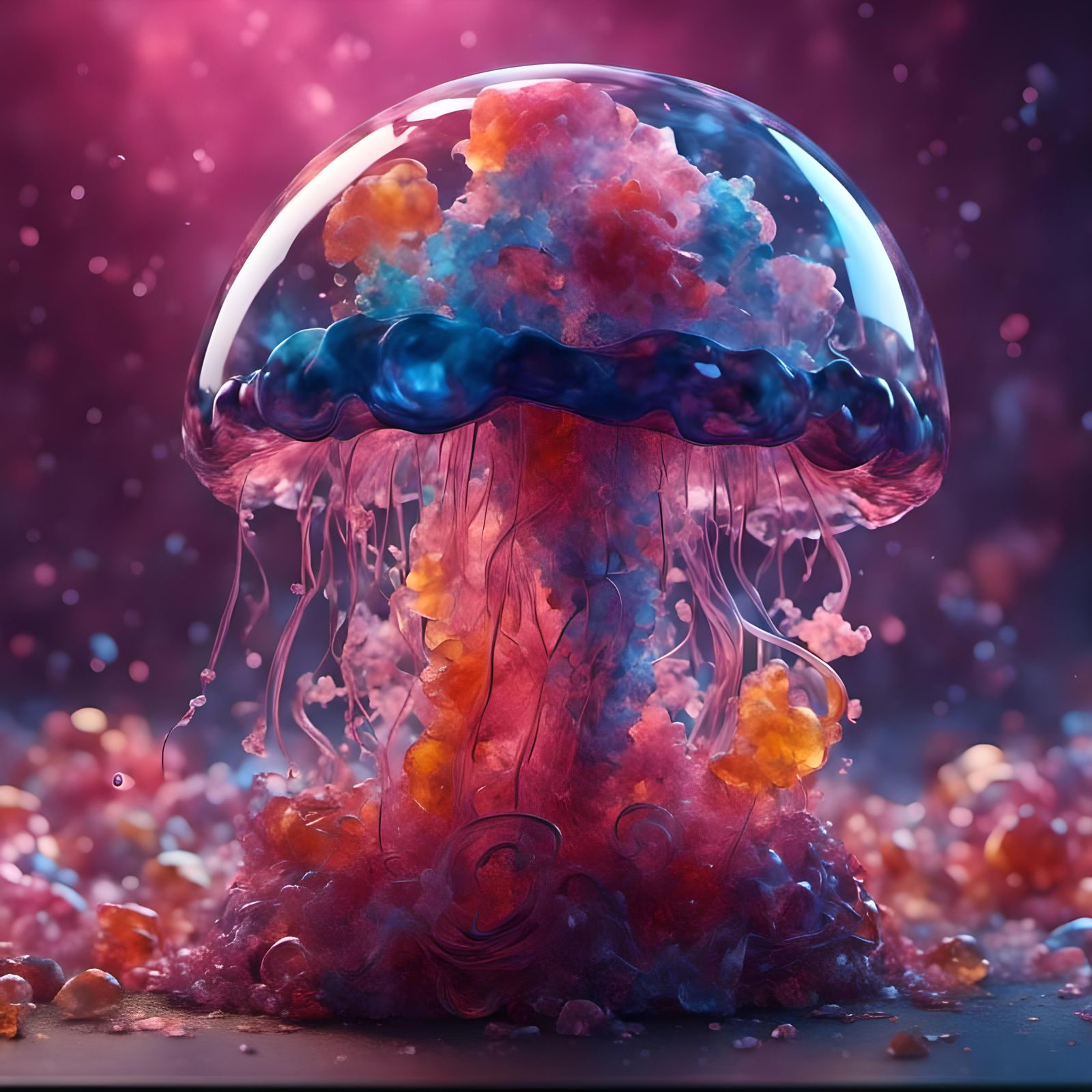 Candy Art Jellyfish Sculpture in Digital Illustration