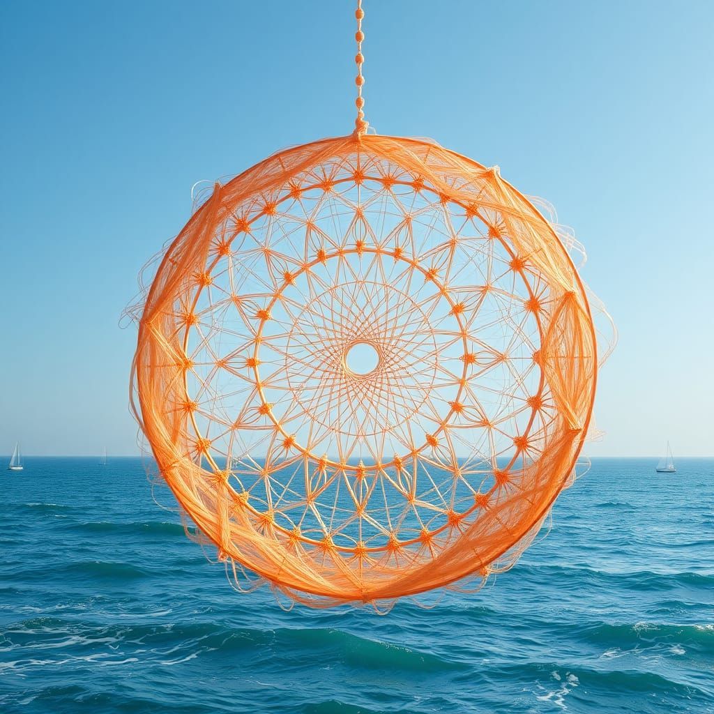 Iridescent Mandala over Cerulean Sea