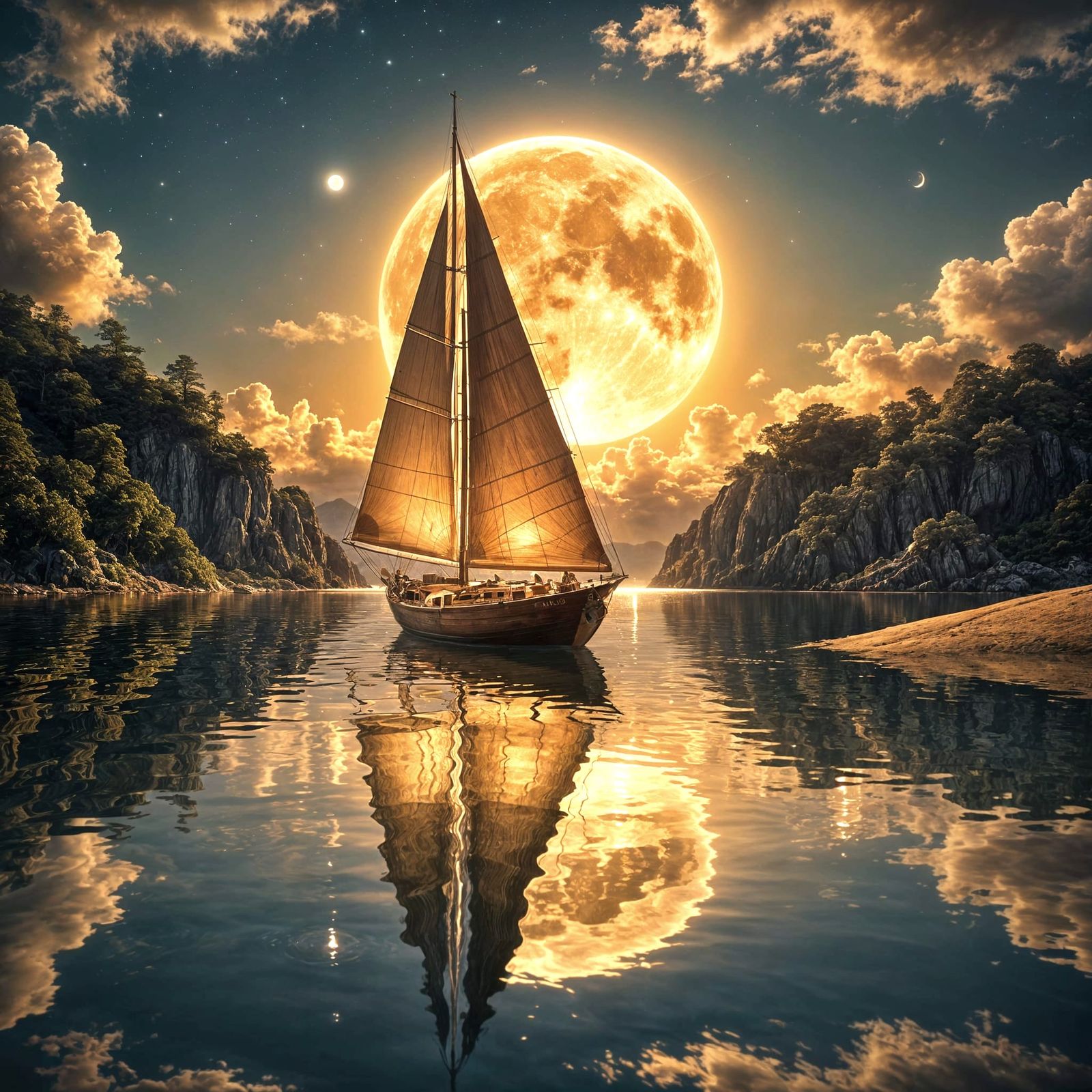 Sailing in the magical moonlight...