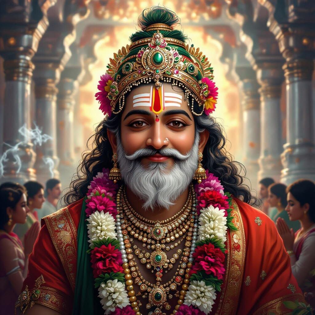 Shyam Baba Portrait in Ornate Fantastical Realism Style