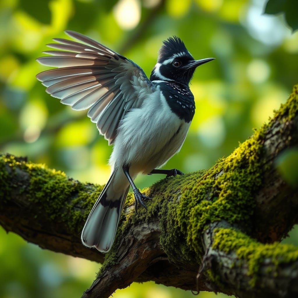 Cuckoo Stretching Wings in Natural Light