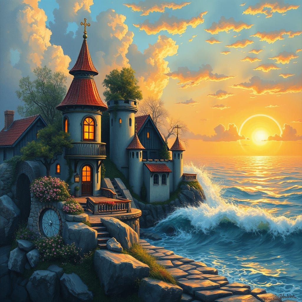 Hyperdetailed Evening Mantle in Golden Sunset Hues