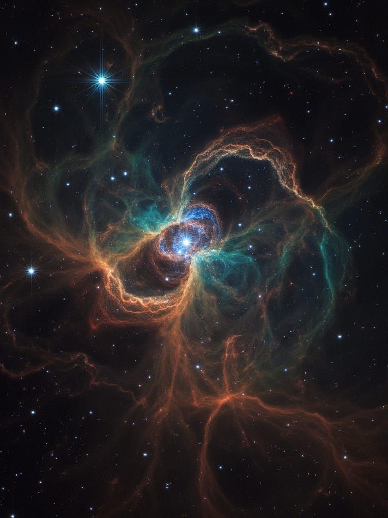 Explosion of Starlight in Nebula, NASA-Style Realism