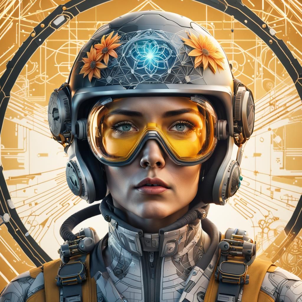 Futuristic Woman with Geometric Tattoos in Sci-Fi Portrait