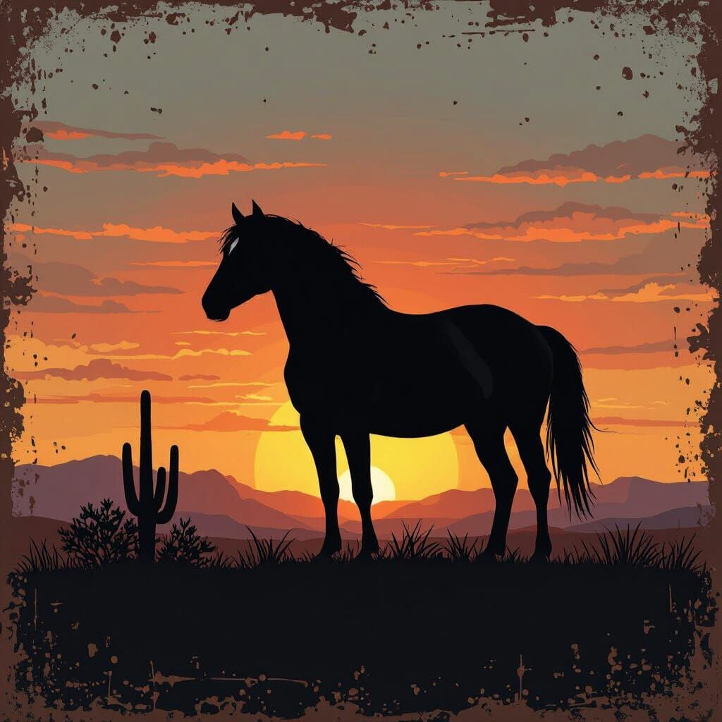 Mustang Silhouette Logo in Blended Artistic Styles