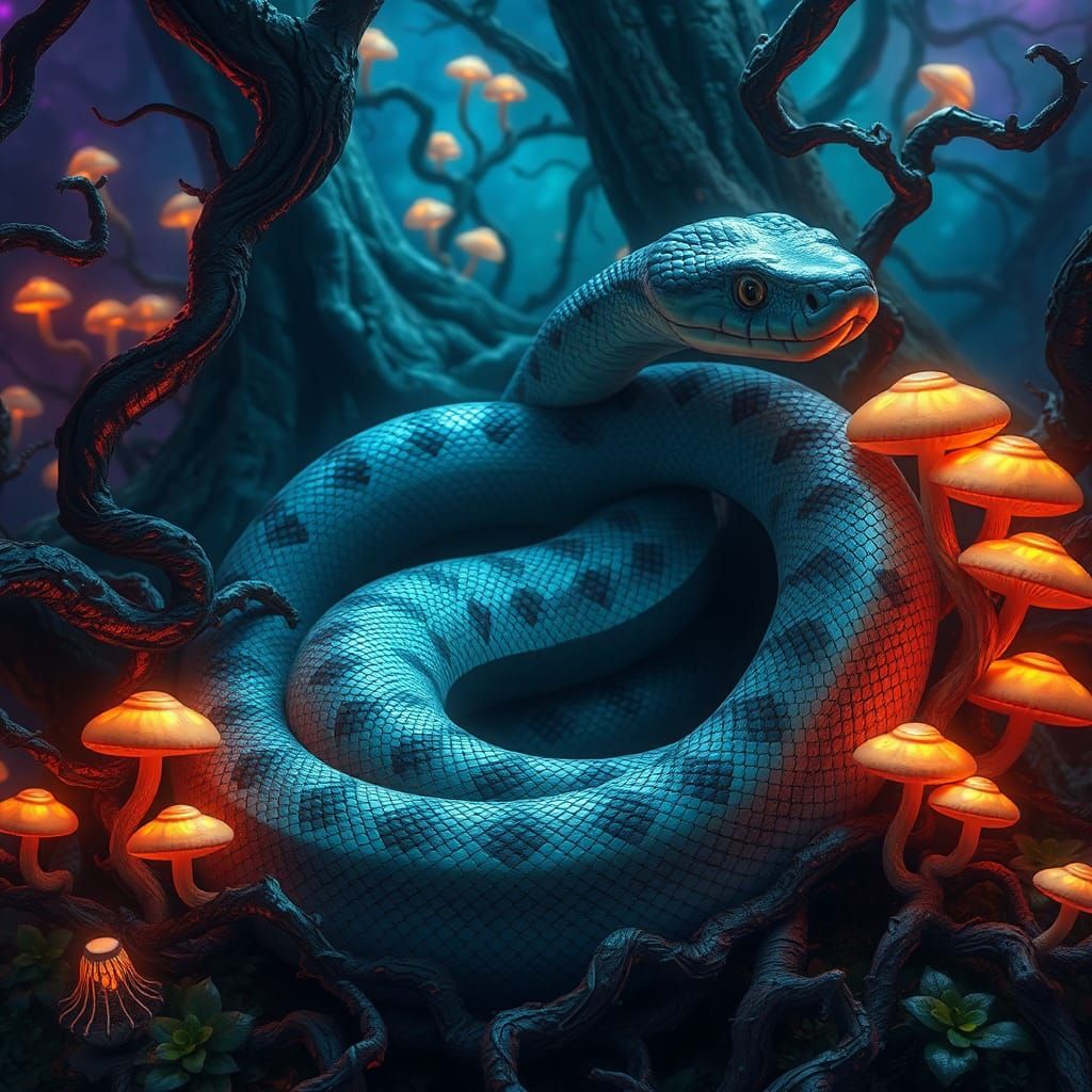 Mystical Texas Blind Snake in Dreamlike Landscape