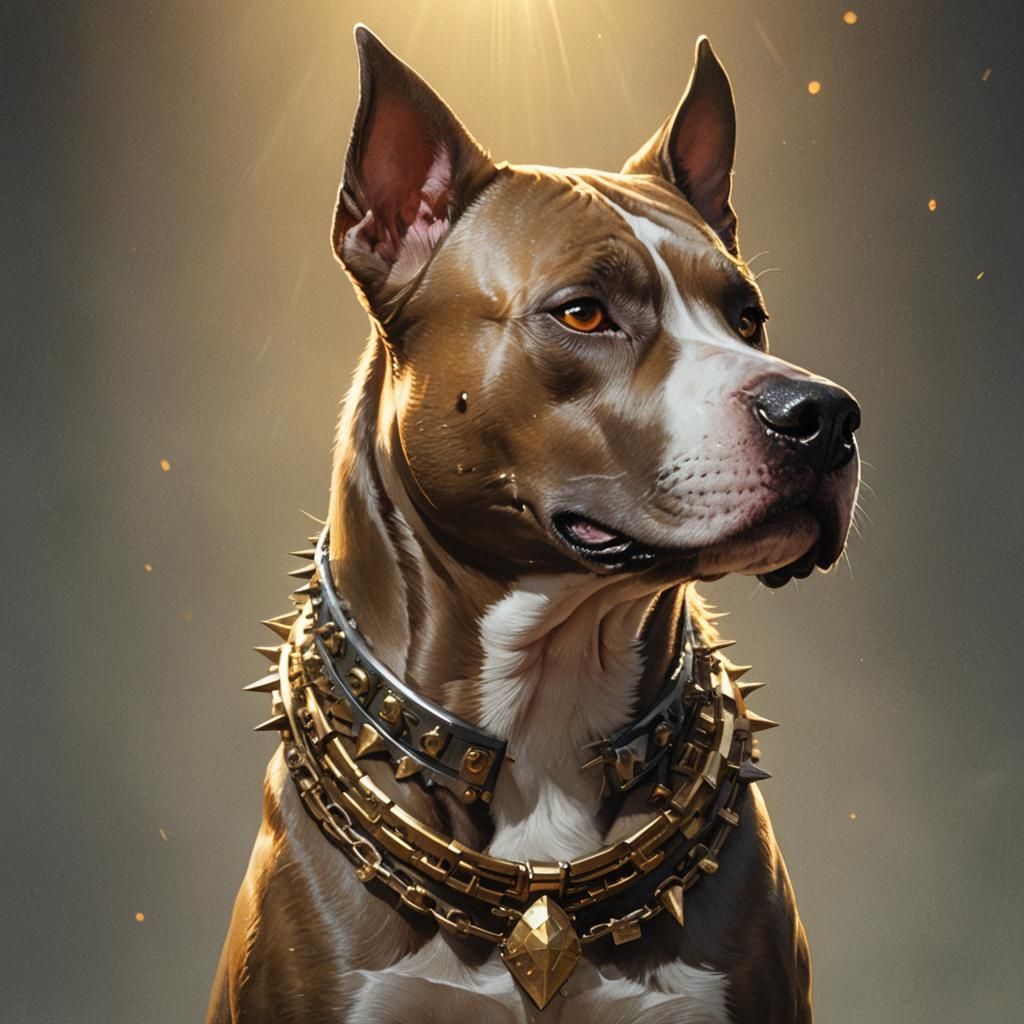 Hyperdetailed Pitbull Portrait in Art Nouveau Style