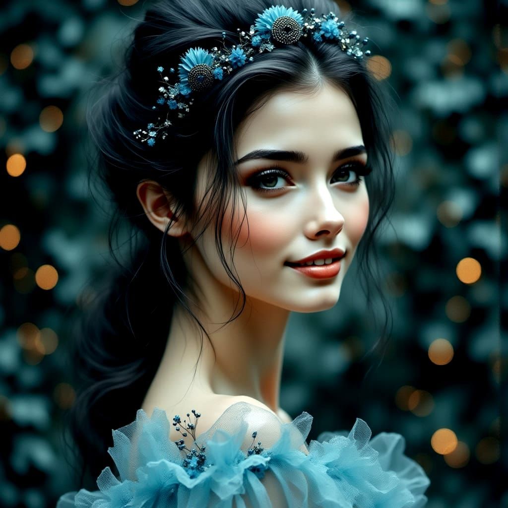 Delicate Faerie Portrait in Dreamy Turquoise Hues