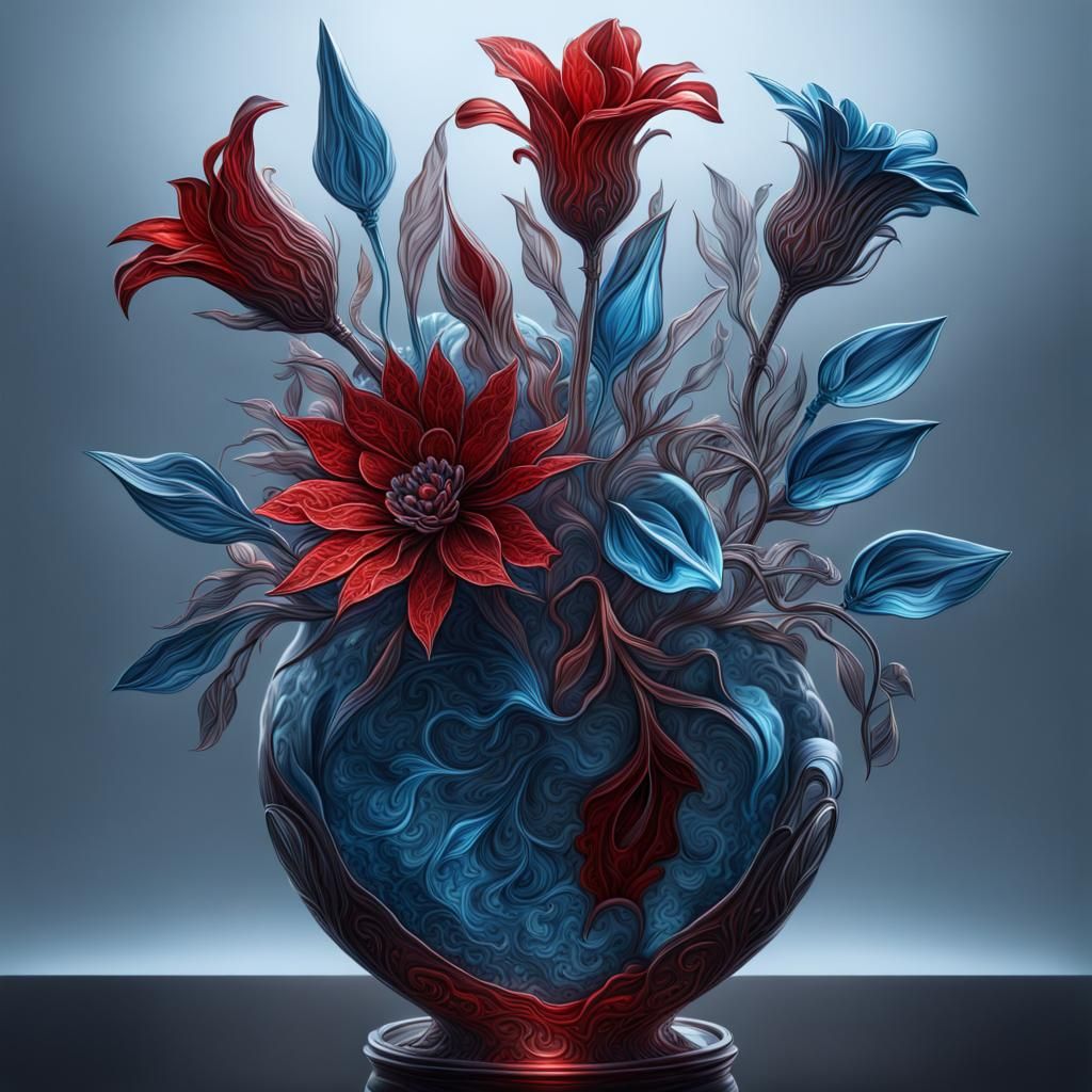 Metal Equinox Flowers in Crystal Vase Acrylic Art