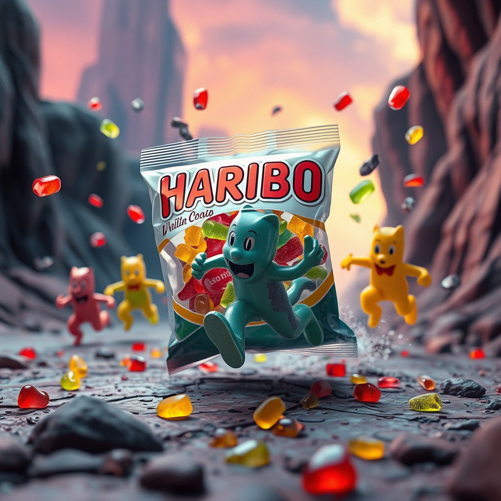 Gummy Bears' Whimsical Escape: A Digital Matte Painting