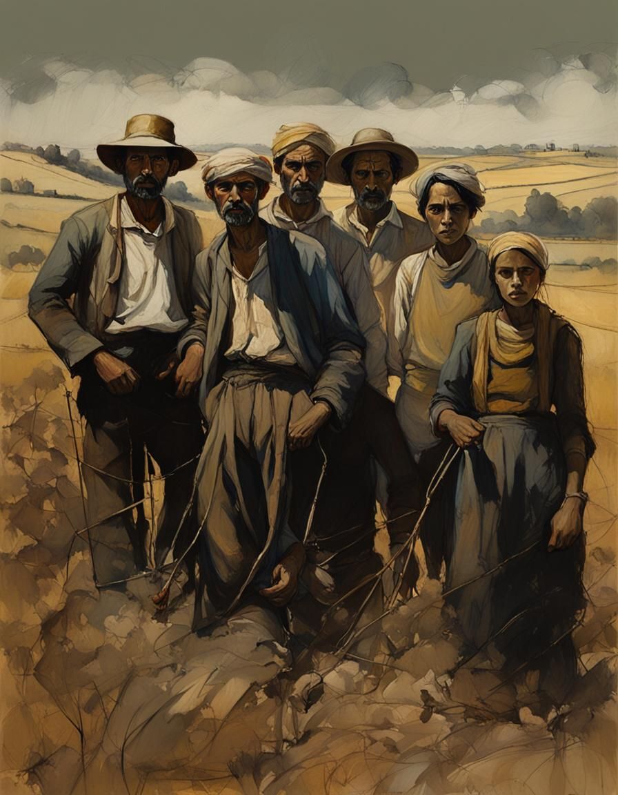 Sicilian Grape Harvesters in Field, Early 1900s Style