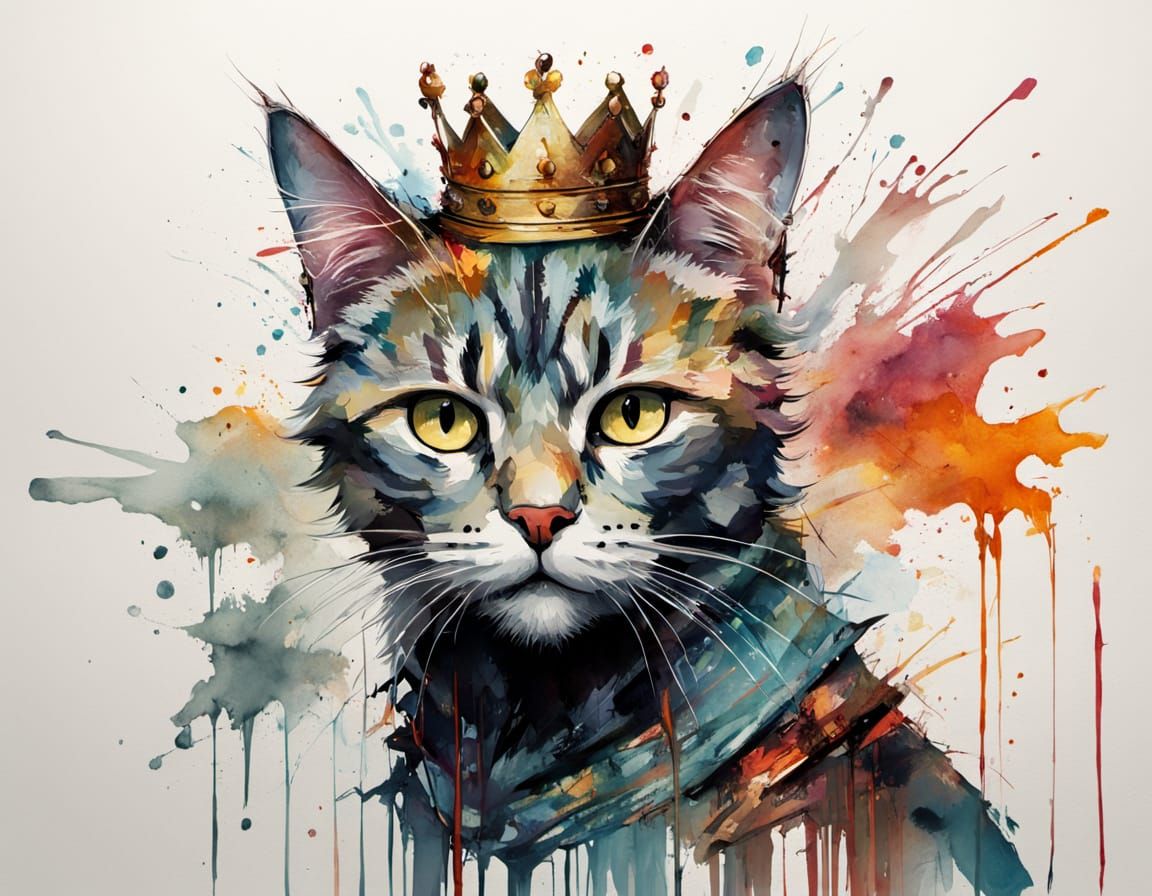Regal Cat in Ill-Fitting Crown Poses for Portrait