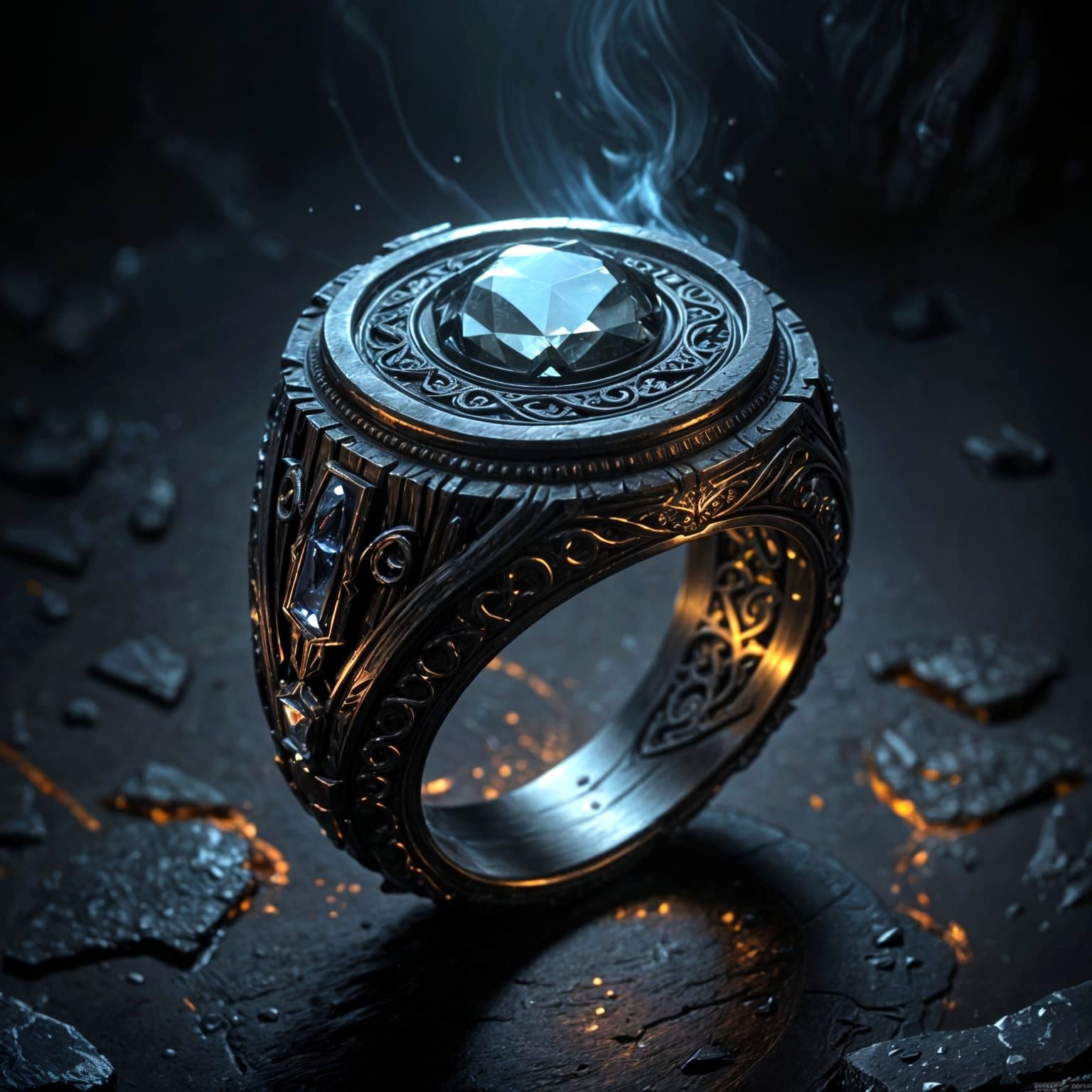 Evil Obsidian Spell Storing Ring for Warrior