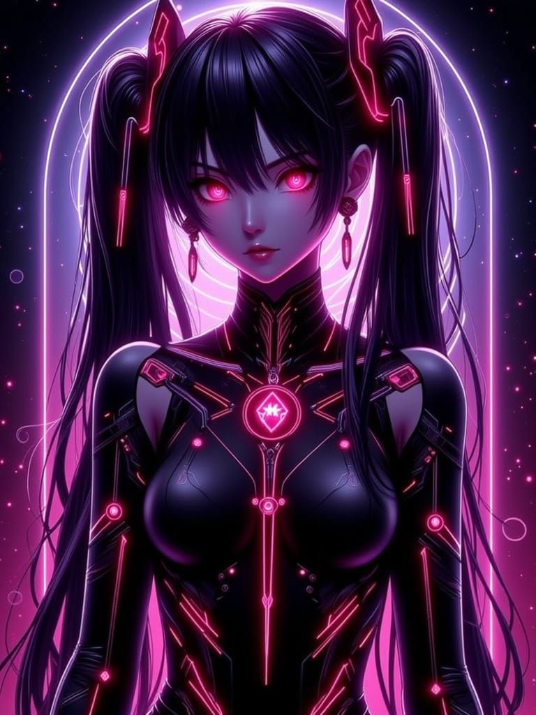 An anime style image of a Modern Goth style Hatsune Miku in ...