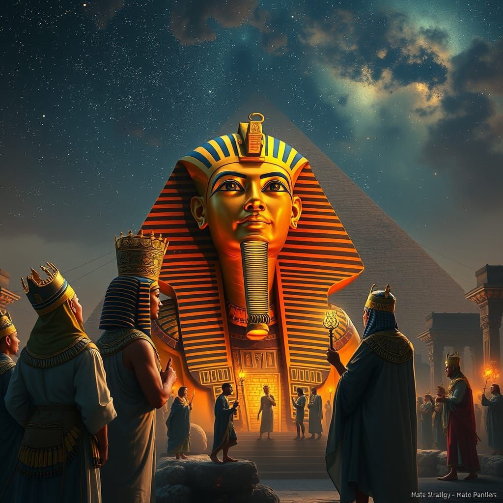 Egyptian Pharaohs Celebrate Sphinx Opening: Digital Matte Pa...