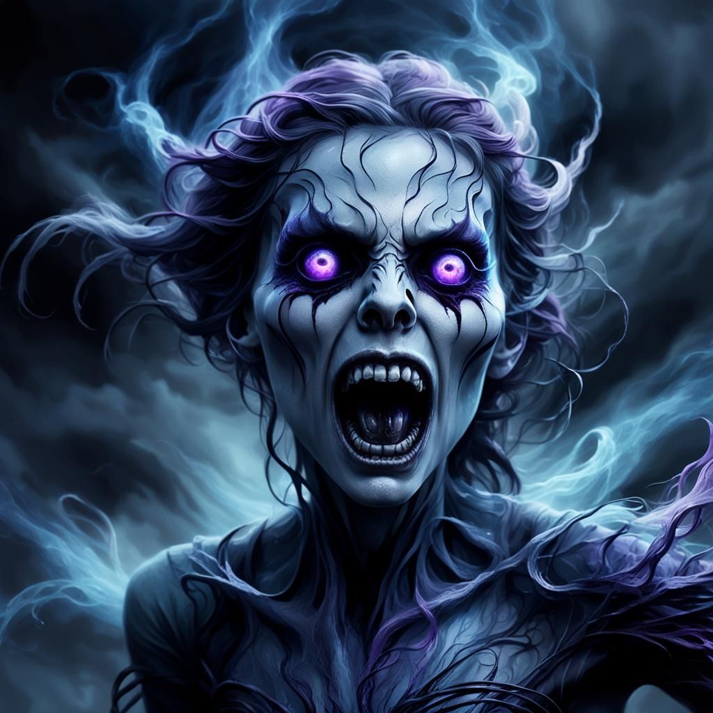 Eerie Banshee Portrait in Digital Matte Painting Style