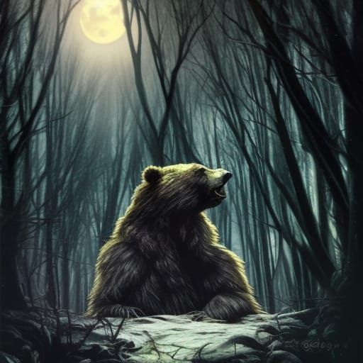Gothic Horror Werebear in Twisted Forest