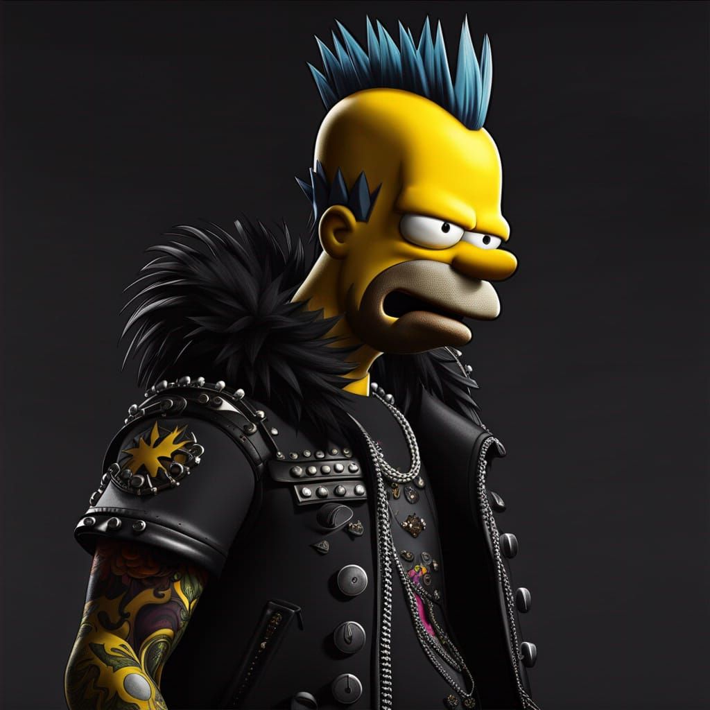 Punk Rock Homer Simpson in Goth Style