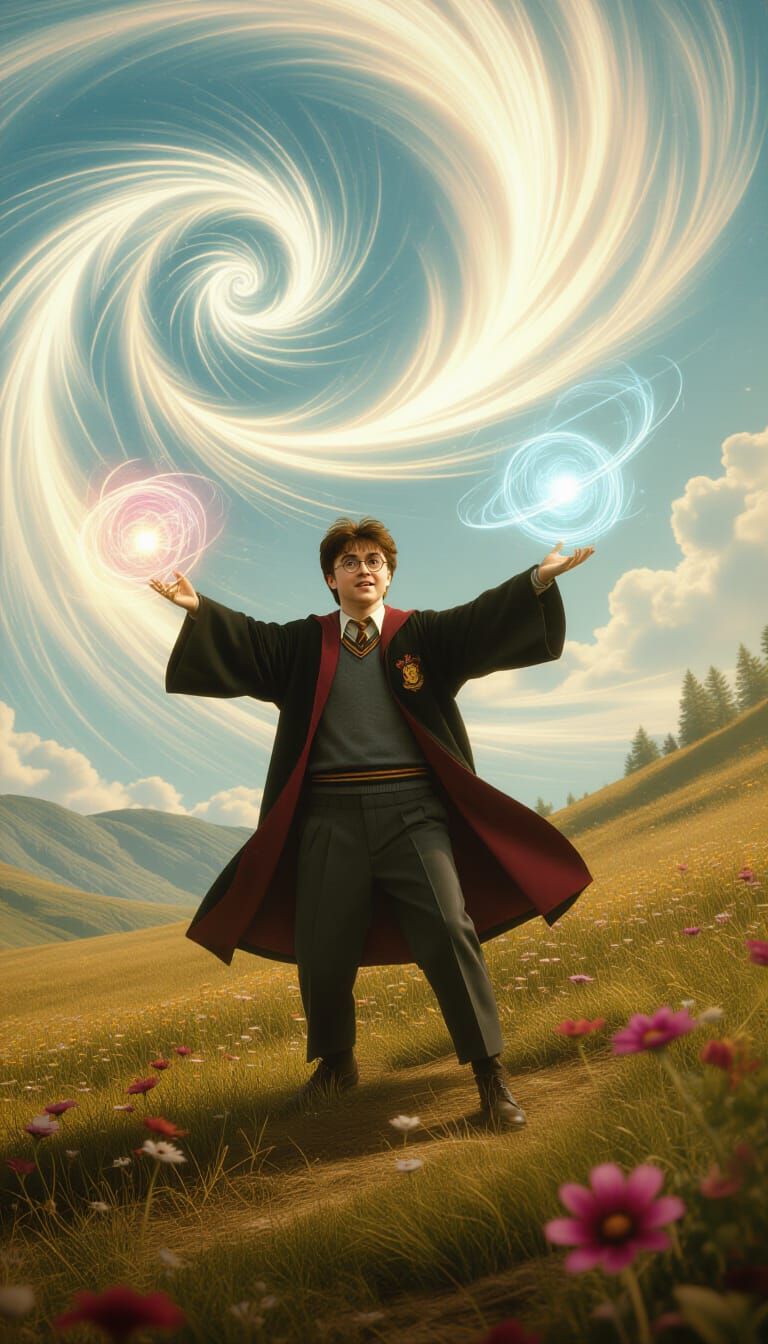 Harry Potter in Whimsical Fairytale Landscape