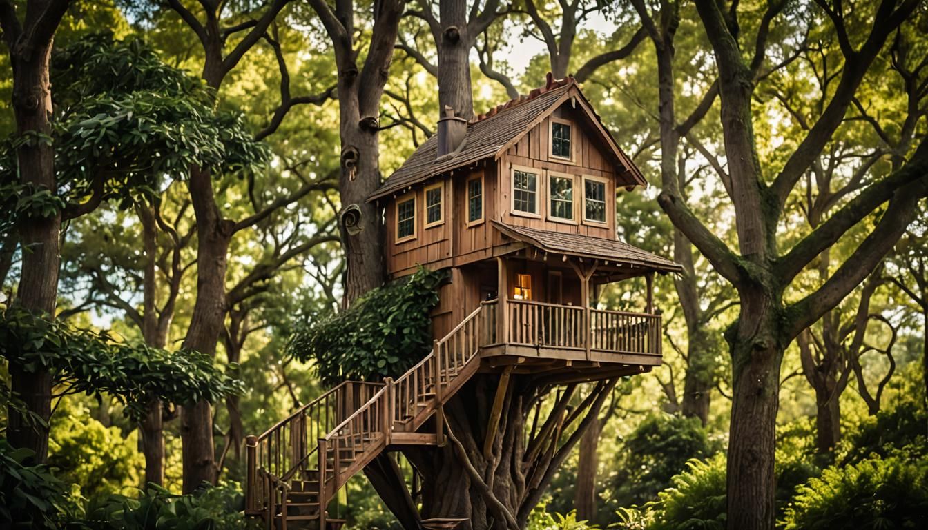 Whimsical Treehouse in Lush Backyard Photography