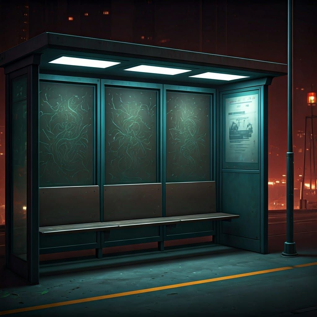 Fantastical Bus Stop in Detailed Matte Painting