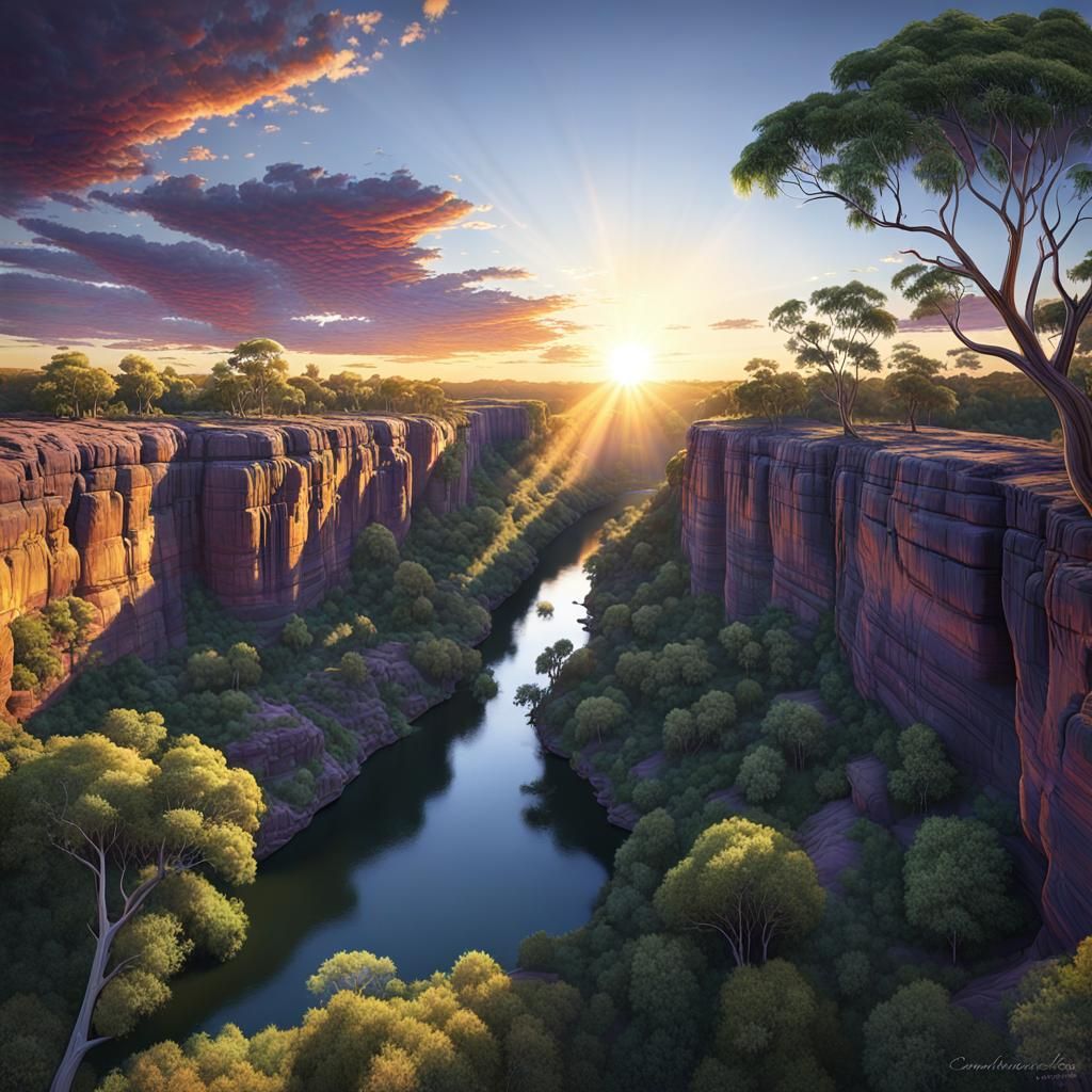 Katherine Gorge Sunrise: Hyperdetailed Australian Wilderness...