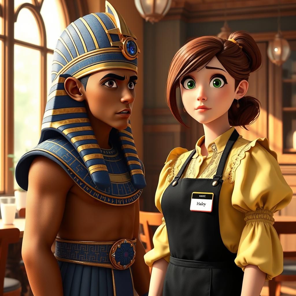 Egyptian Pharaoh in Cafe, 3D Animation