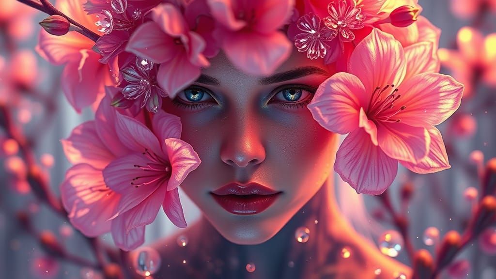 Crystalline Flowers Bloom: Hyperdetailed Concept Art