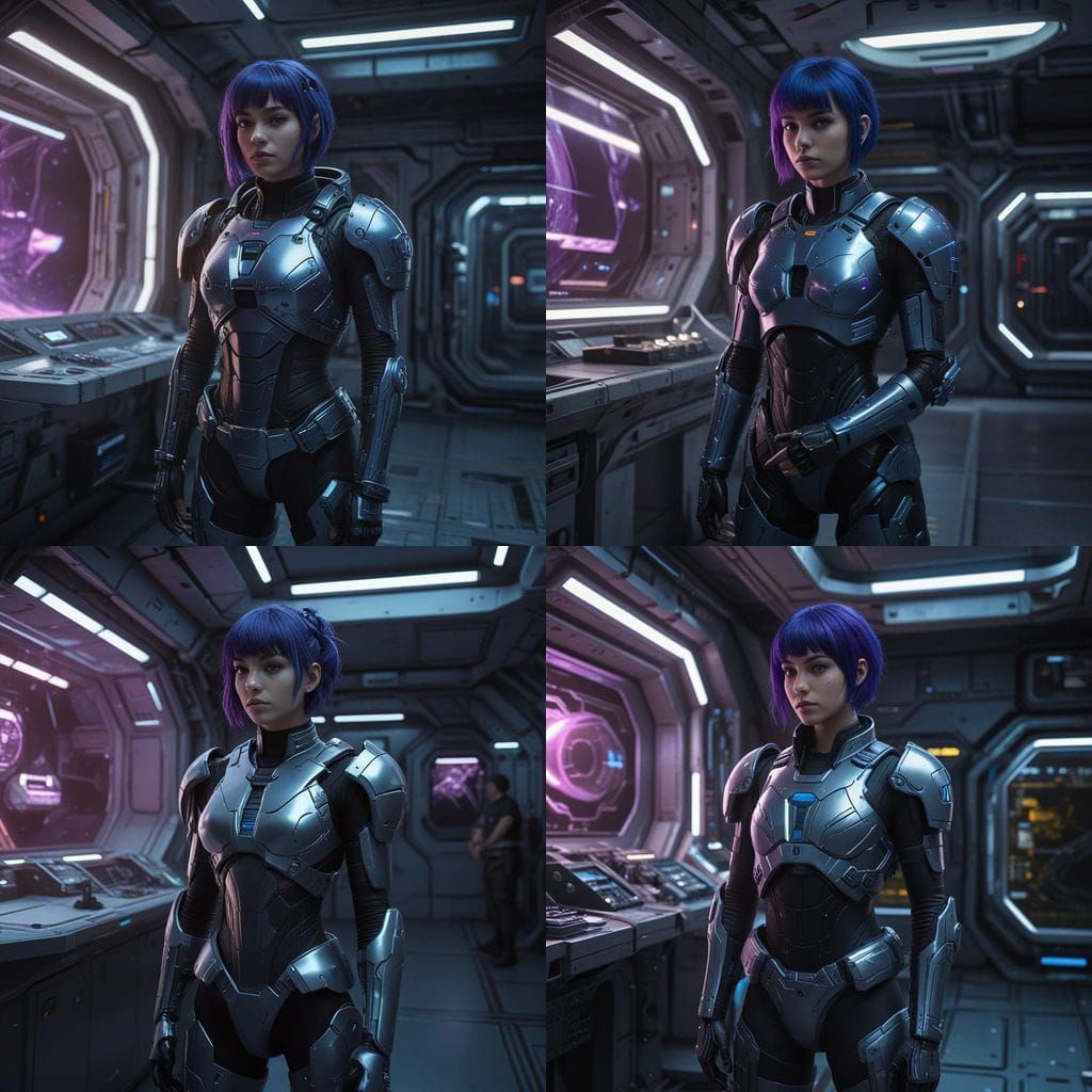 Cyberpunk Goddess in Second Skin Armor on Absalom Space Stat...