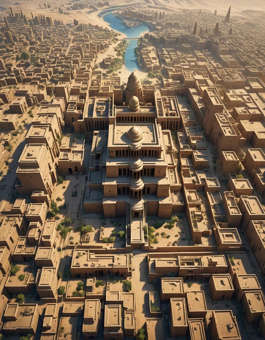 Fantasy Egyptian City with Temples: Cinematic Panorama
