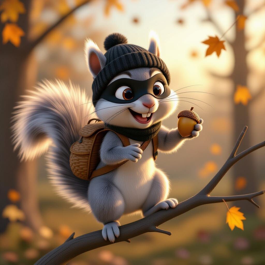Pixar Squirrel's Acorn Adventure in CGI Animation