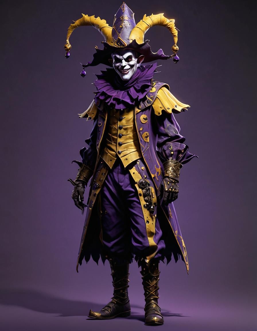 Creepy Jester in Grimdark Style with Volumetric Lighting