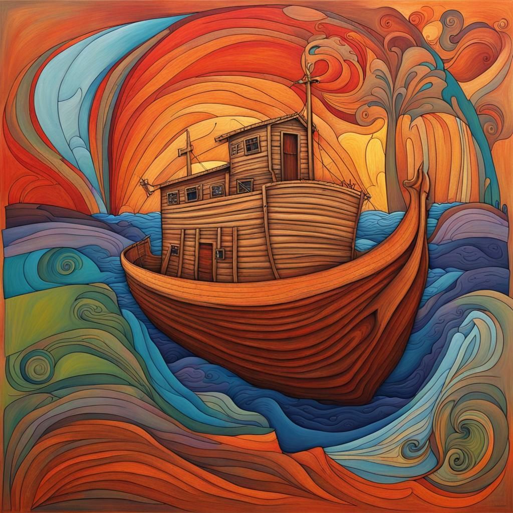 Abstract Noah's Ark in Complementary Colors