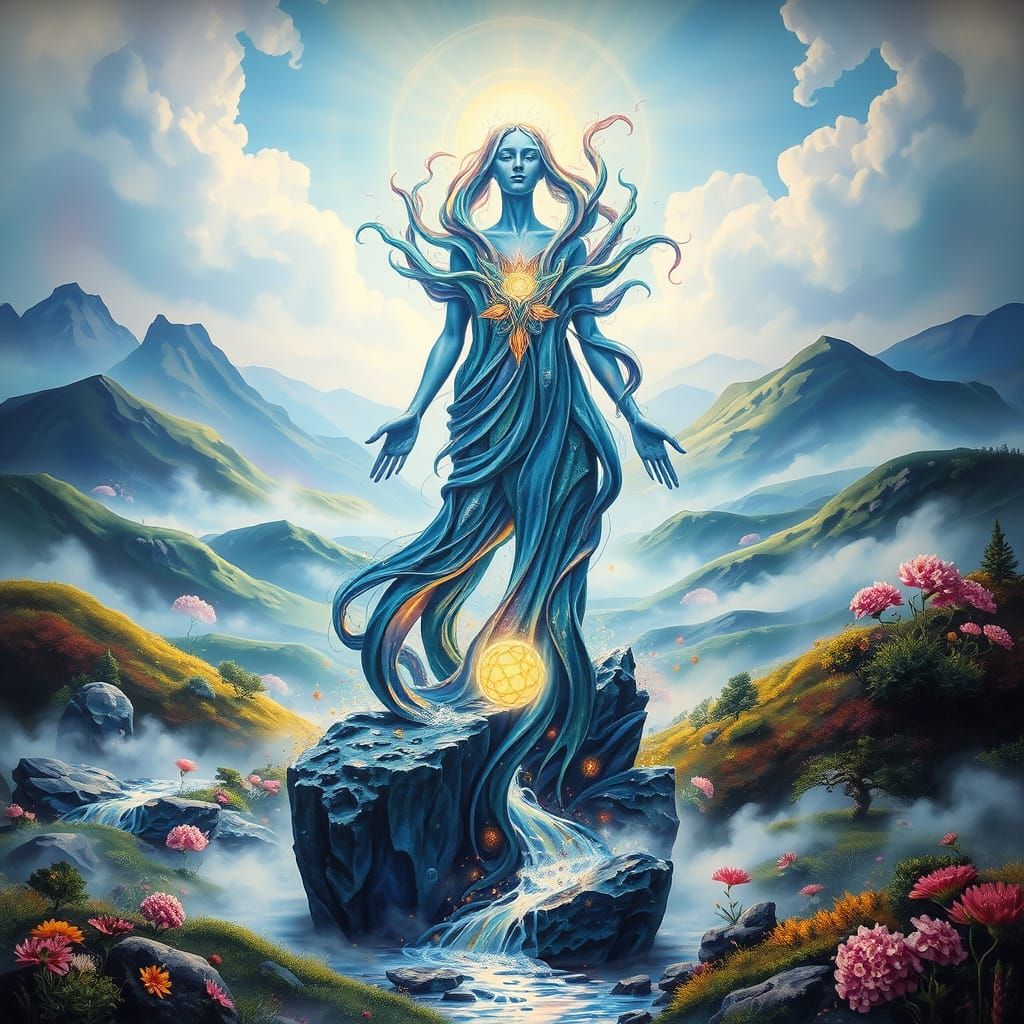 Ethereal Fantasy Sculpture of Light and Water