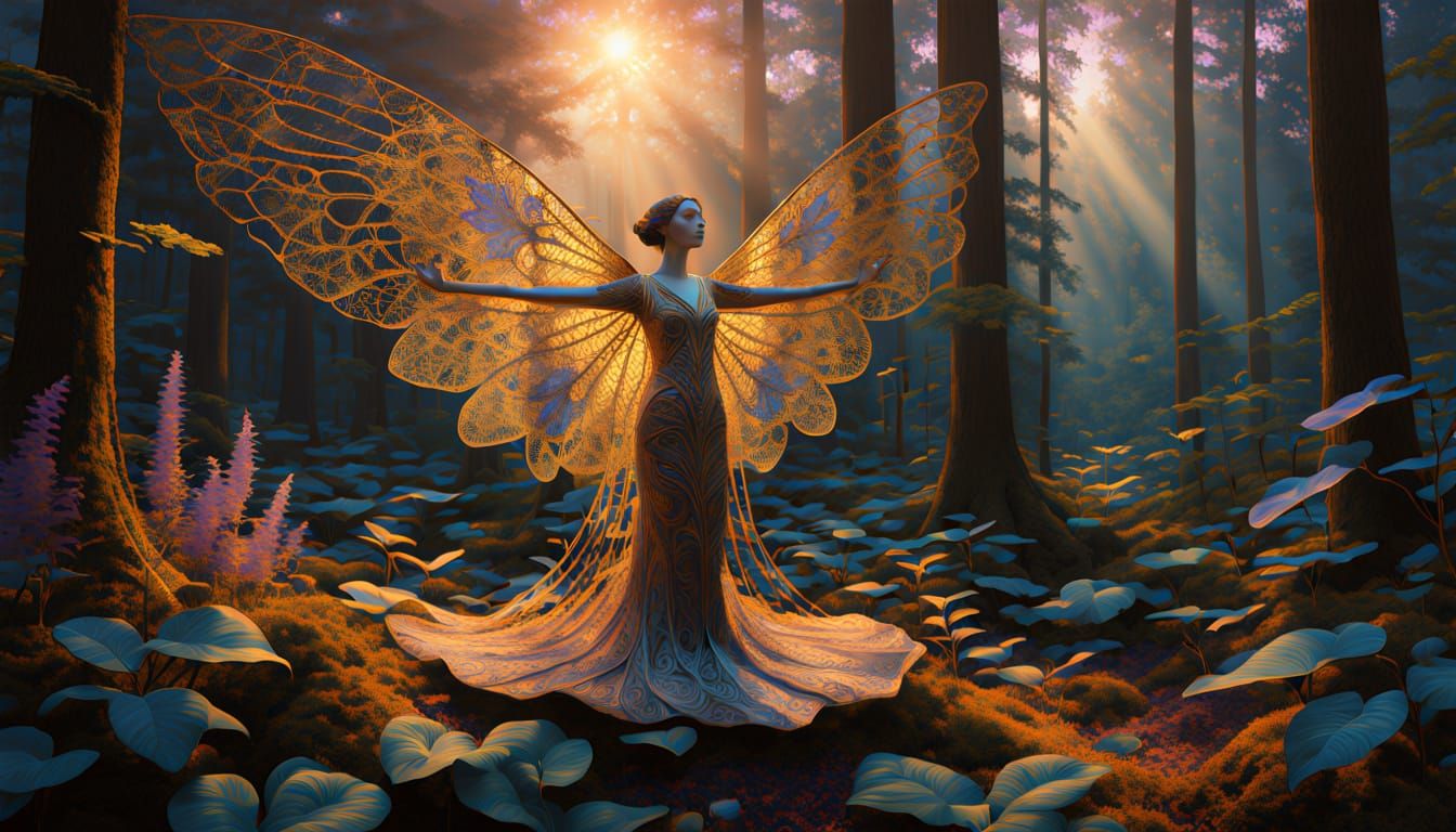 Surreal Forest Goddess in Whimsical Bio Art