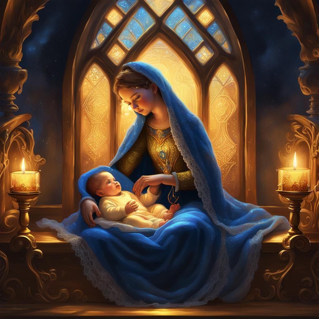 Baby in a Manger: Detailed Matte Painting