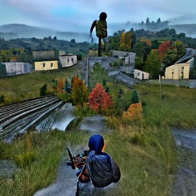 Post-Apocalyptic Wasteland in Digital Art Style