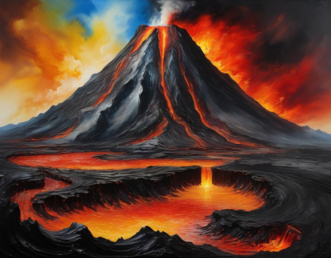 Volcano Woman Figure in Expressive Style