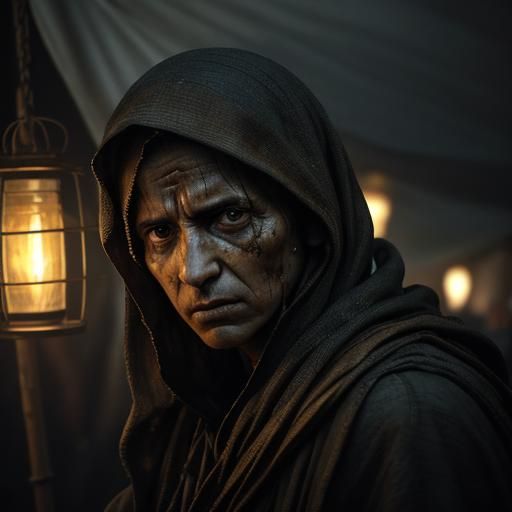 Refugees in Tent: Hyper-Realistic Cinematic Portrait