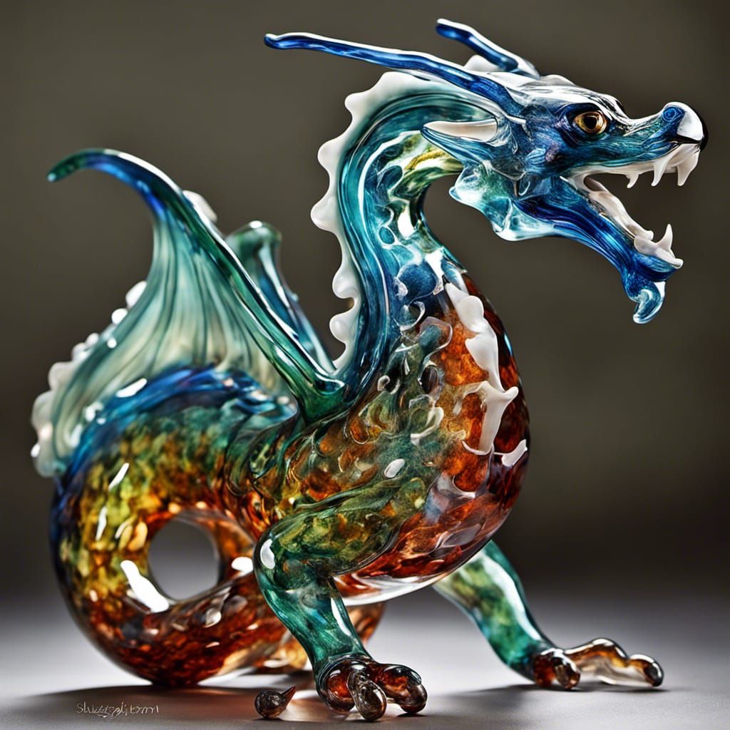 Blown Glass Animals ~ lifelike Dragon